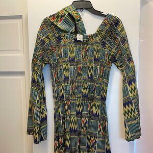 Authentic Multi-Colored African Dress with Head Wrap by African Stars – One Size